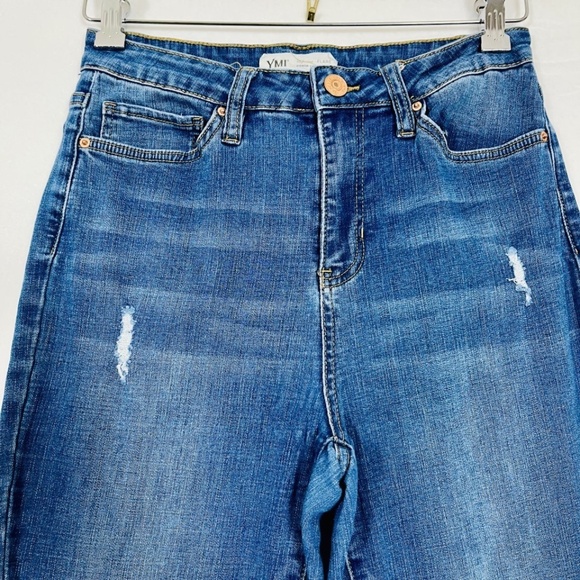 YMI Jeans Womens 11 / 30 Blue Flared Ripped Split Hems Pants High Rise Denim - Picture 3 of 10